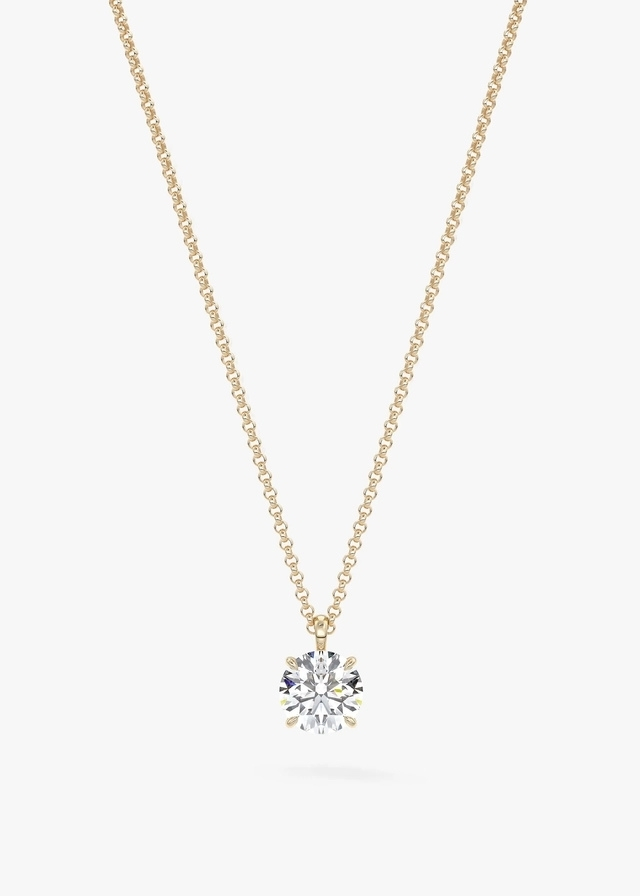 Pırlanta Kolyeler 3.00 Karat Yuvarlak Kesim Tektaş Kolye KLY0009